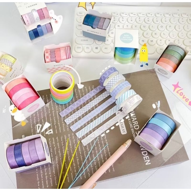 

Masking Tape Set 5pcs Essential Collection Isi 5 Selotip Bahan Kertas Washi