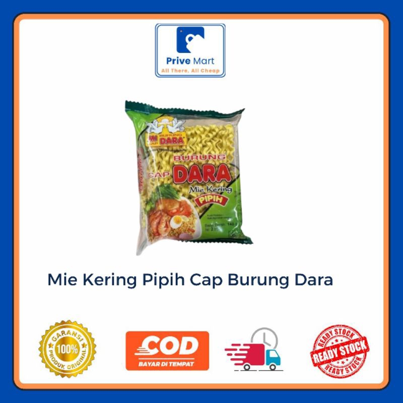 

Mie Kering Pipih Cap Burung Dara 140g Isi 2biji Prive Mart