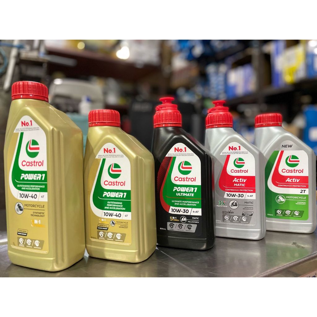 OLI MOTOR CASTROL POWER 1, POWER 1 ULTIMATE, ACTIVE MATIC, ACTIVE 2T OLI SAMPING, OLI MESIN MOTOR BE
