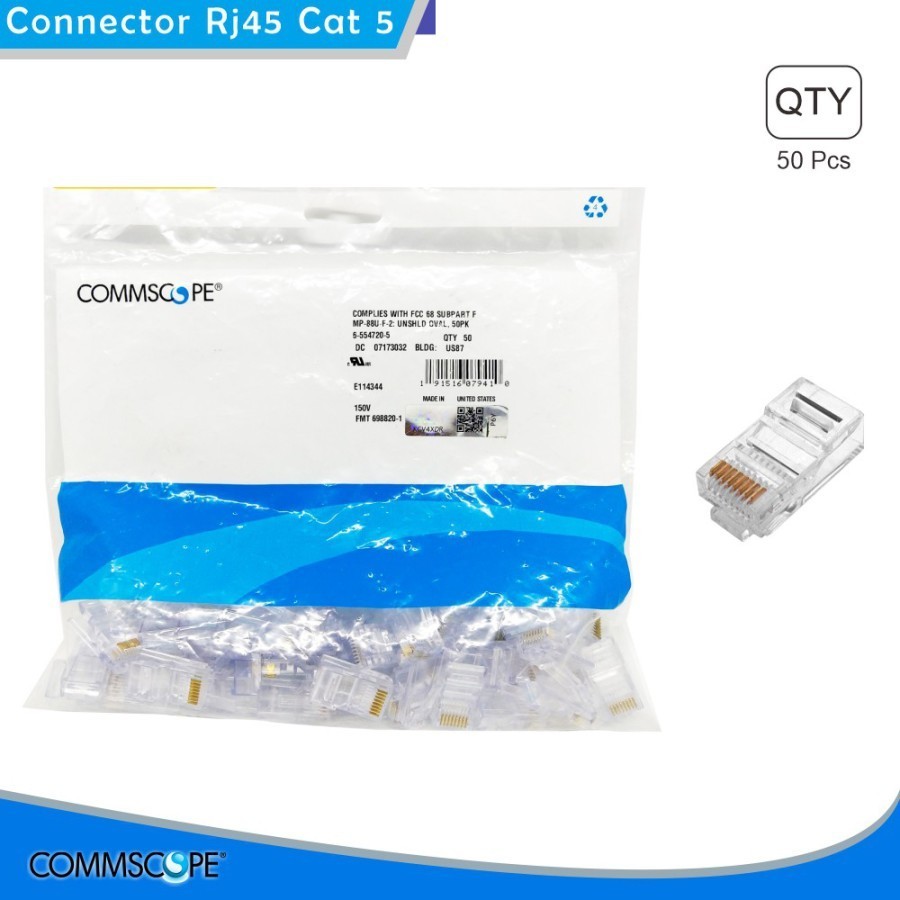 K75- KONECTOR RJ45 AMP CAT 5E COMMSCOPE / RJ45 AMP COMMSCOPE CAT5E