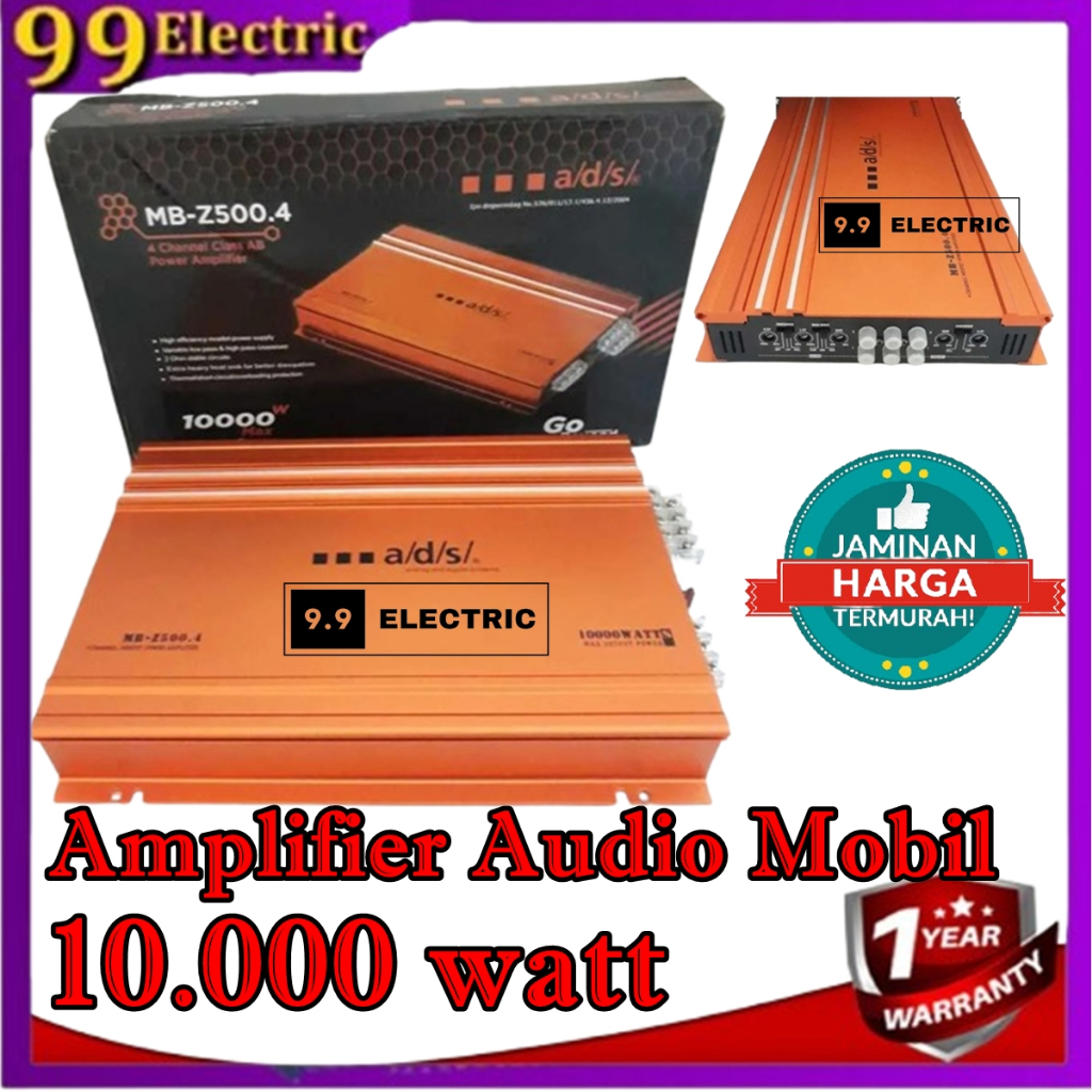 GROSIR POWER MOBIL ADS MB-Z500.4 Power Amplifier Audio Mobil Mosfet Suara Bass Berkualitas Amplifier