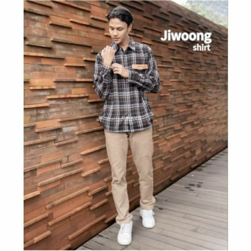 YUJI COUPLE Jiwoong Shirt Jilbrave | Kemeja Flanel Dewasa Lengan Panjang Couple Edition