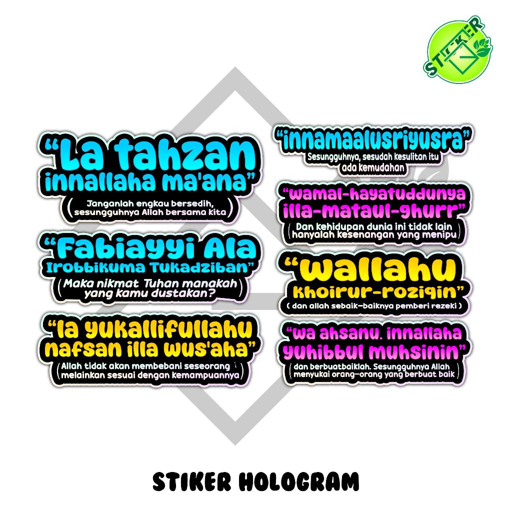 

STIKER PACK HOLOGRAM ISI 7 innamaalusriyusra la tahzan innallaha ma'ana fabi ayyi aalaaa'i rabbikumaa tukazzibaan KATA KATA MOTIVASI KATA KATA AYAT BERMAKNASTIKER PACK HOLOGRAM ISI 7 innamaalusriyusra la tahzan innallaha ma'ana fabi ayyi aalaaa'i rabbikum