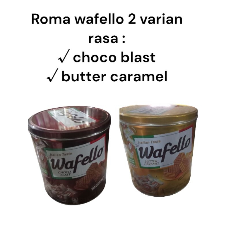 

ROMA WAFELLO | ROMA COKLAT VARIAN RASA 234g | Roma wafello kemasan 1 kaleng