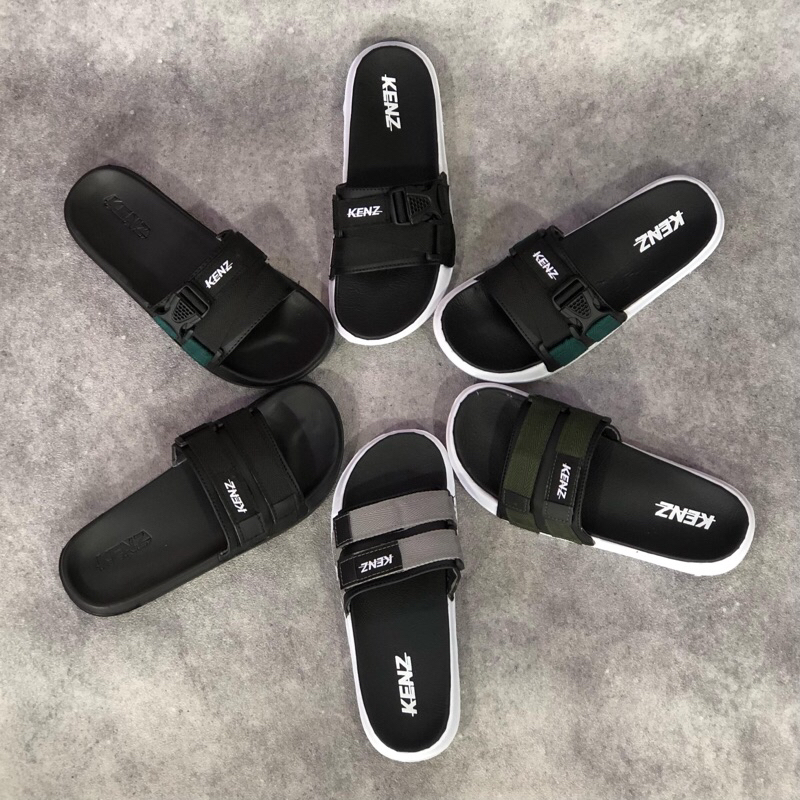 KENZ Sandal motif black white webing