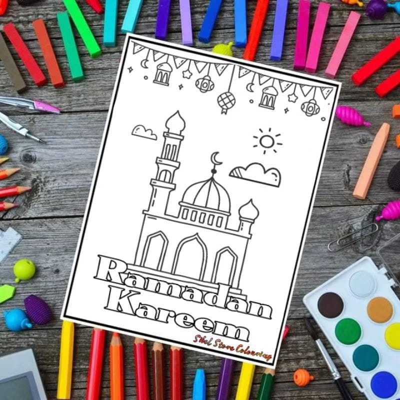 

Kertas Mewarnai Ramadan Kareem 10 Lembar Gambar / Kertas Gambar Tebal Bisa Pakai Cat Air, Spridol & Crayon