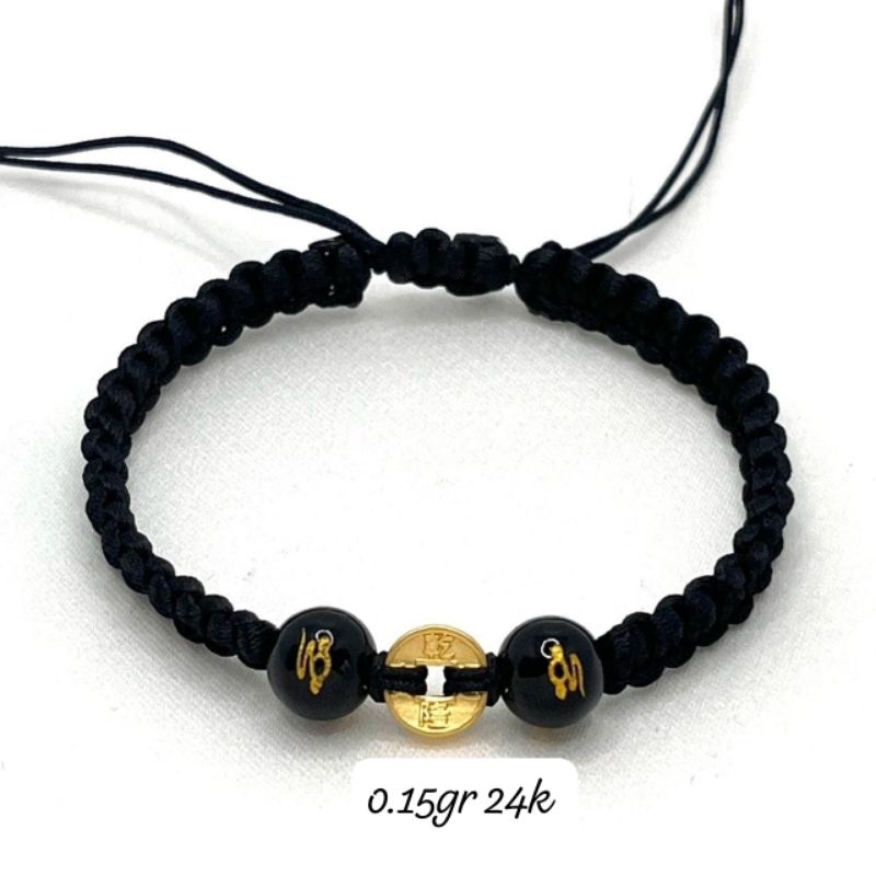 Gelang Emas Asli Koin 24K Hongkong 999% Tali Kepang
