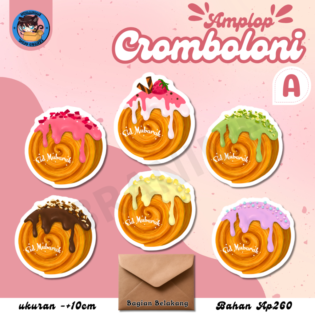 

(ISI 6) AMPLOP 3D LEBARAN BENTUK CROMBOLONI LUCU PREMIUM