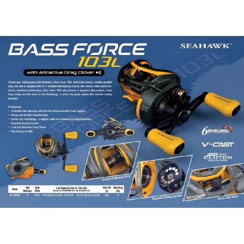 Reel baitcasting seahawk bass force 103L