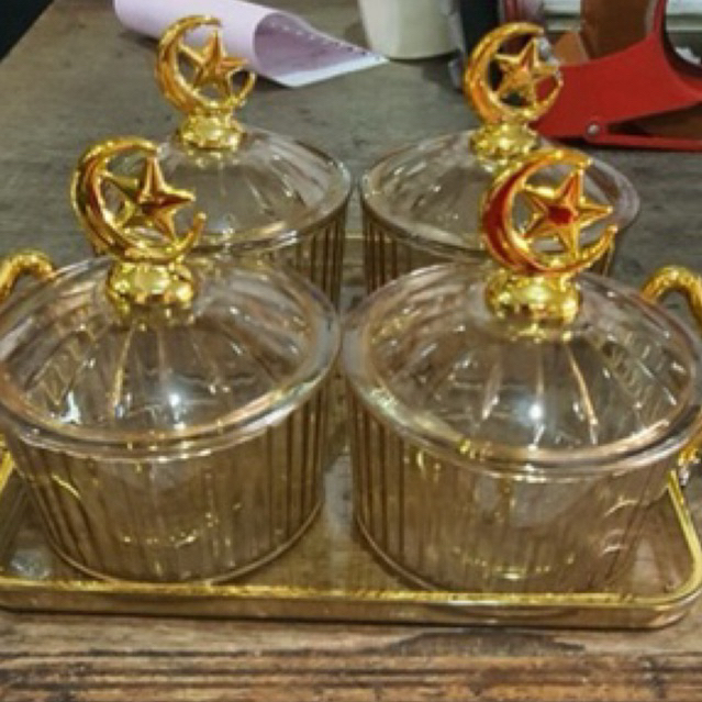 toples nampan mini 4pcs gold/ toples kue/ toples permen/ toples lebaran