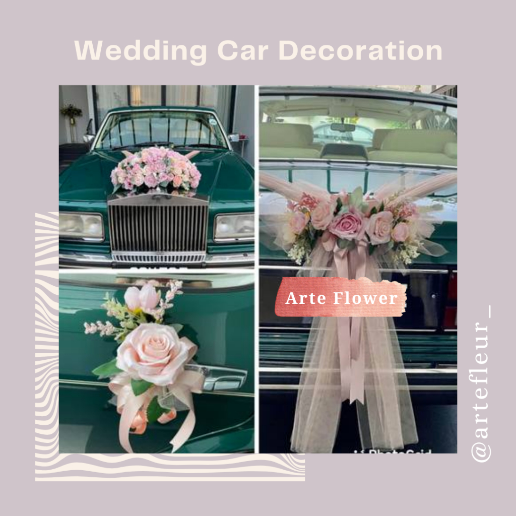 Bunga Mobil Pengantin Custom Dekorasi Mobil Wedding Hiasan Mobil Pernikahan Mewah / Rangkaian Bunga 