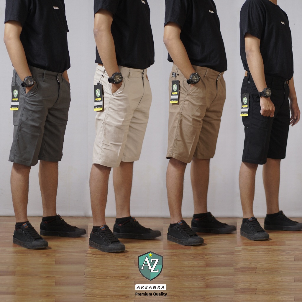 BESTPROMO Celana Pendek Chino / Chinos Warna Hijau ARMY Pria / Cowok Distro Kualitas Premium Bahan
