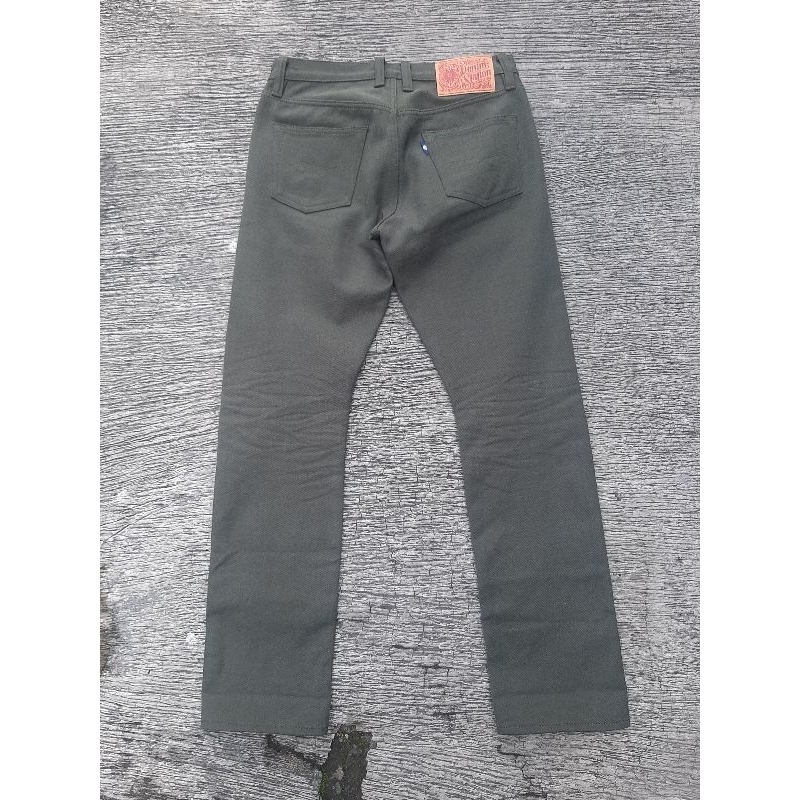 Celana The Denim Station Heavy Twill Selvedge 12oz Green Army Size 30 Slim Straight