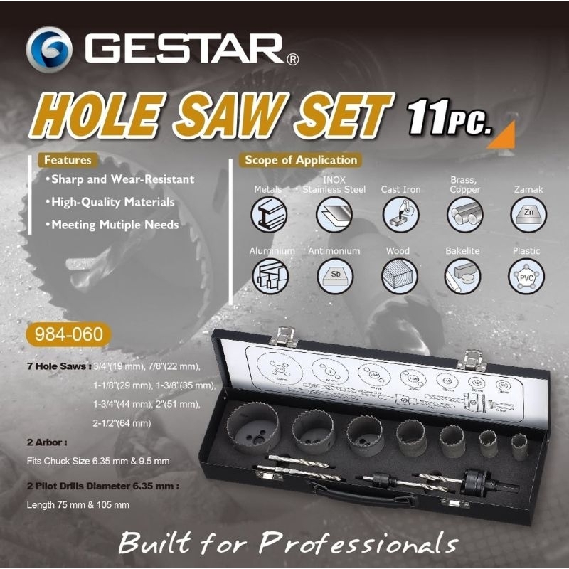 Hole Saw Besi Holesaw Untuk Besi Metal Holesaw Gestar Set 11pc