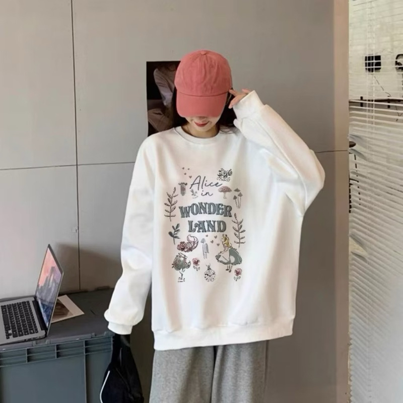 COD ALICE IN WONDERLAND OVERSIZE SWEATER OBLONG CREWNECK OVERSIZE WANITA