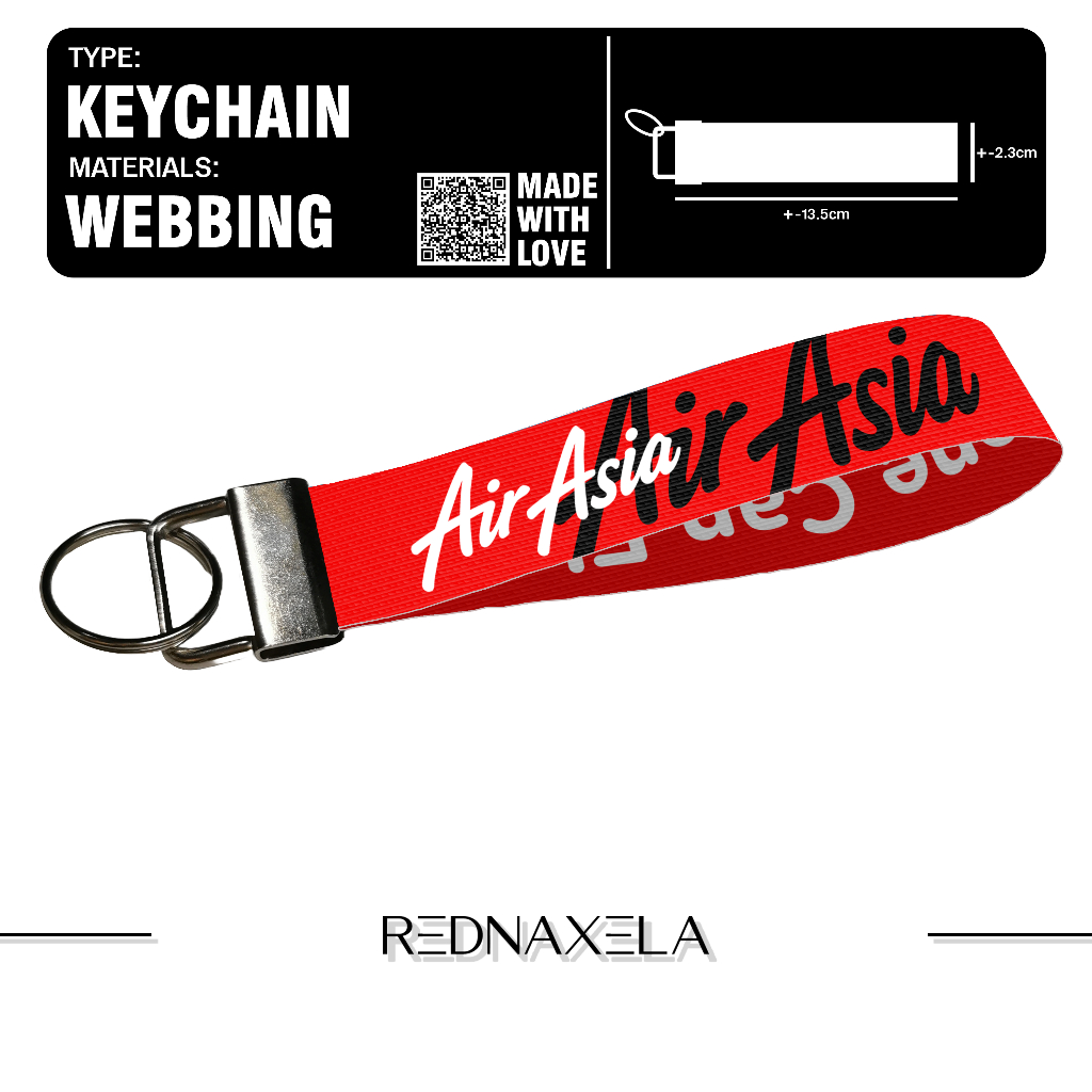 Gantungan Kunci Webbing Keychain - Air Asia Stylish & Durable Daily Use Keychain