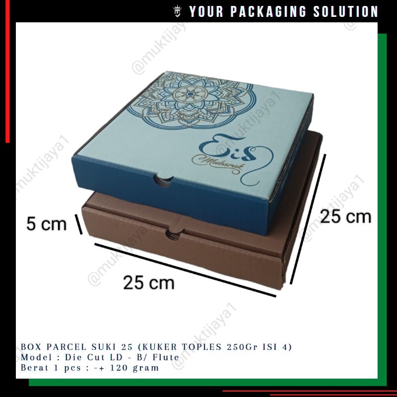 

BOX PARCEL SUKI 25 • 25x25x5cm LD (KuKer Toples 250gr isi 4) • Kotak || Kardus || Karton || Box Kue Kering Lebaran || Box Parcel Idul Fitri || Packing || Kardus Pizza.