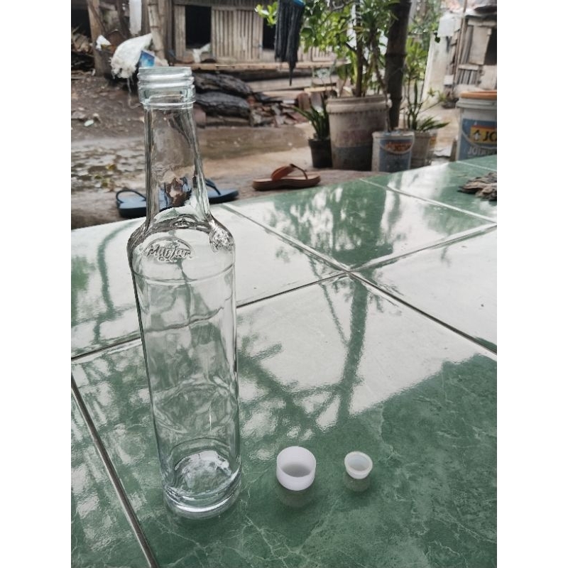 Botol kaca/botol marjan 460ml+tutup luar dalam