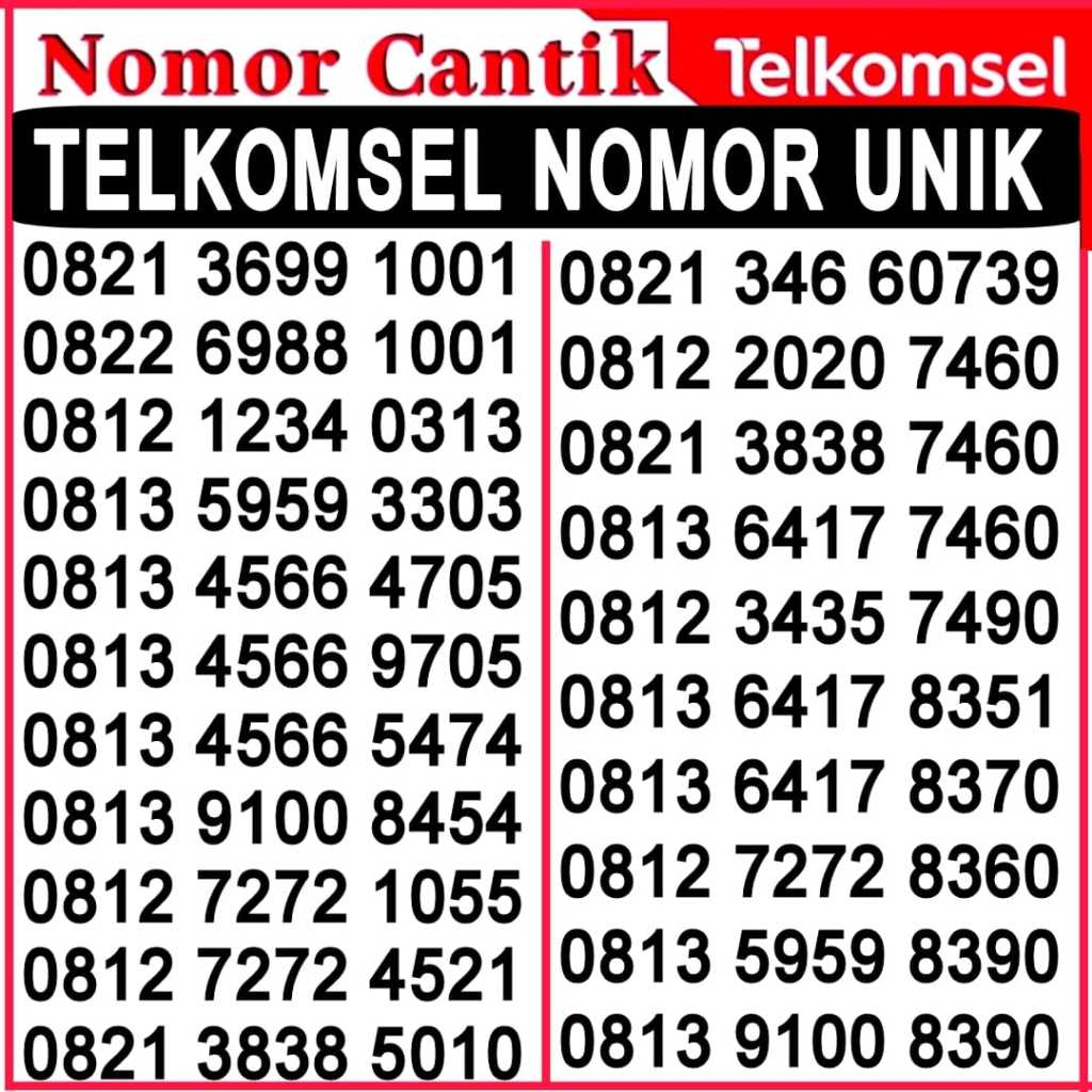 NOMOR TELKOMSEL SIMPATI UNIK 2474 - 1001 - 313 - 303 - 705 - 7460 - 8351 - 8370 - 5010 - 8360 - 8390
