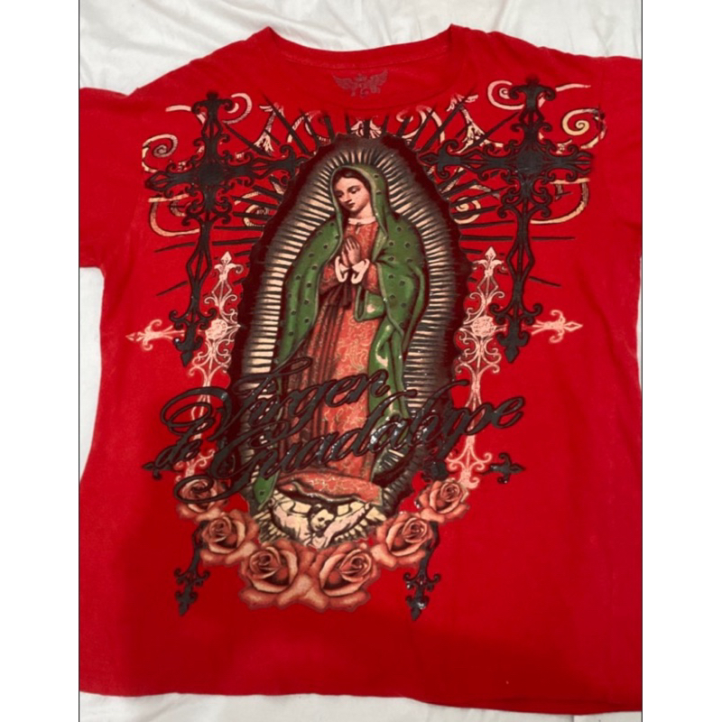 True Religion Guadalupe Vintage Virgin Mary Metal Rock Concert Rare Street wear Oversized T-shirt Cr