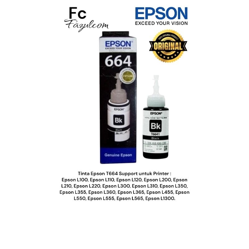 Tinta Epson 664 Original Varian L110 L120 L210 L220 Hitam