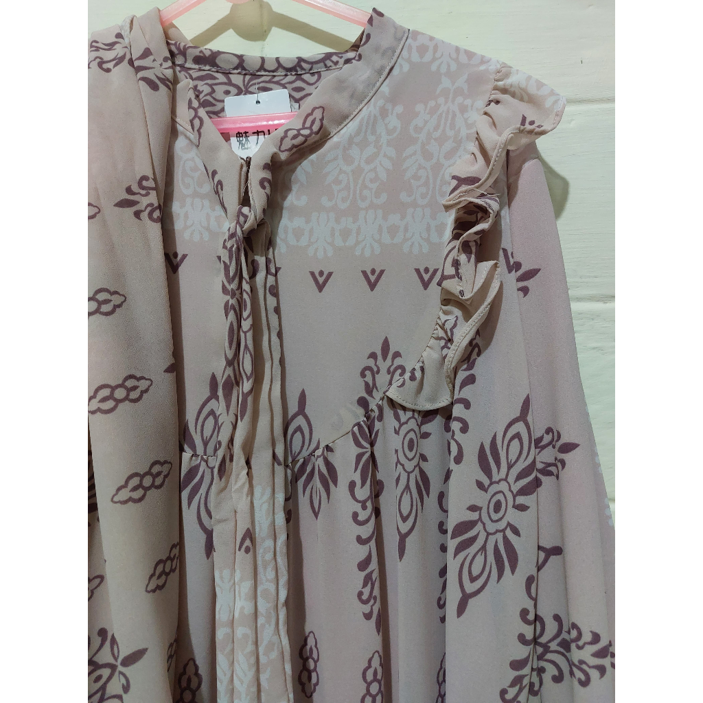 Gamis Set Kerudung Bahan Ceruty Plisket Mauve Pink Setdung Gratis Kerudung Cuci Gudang