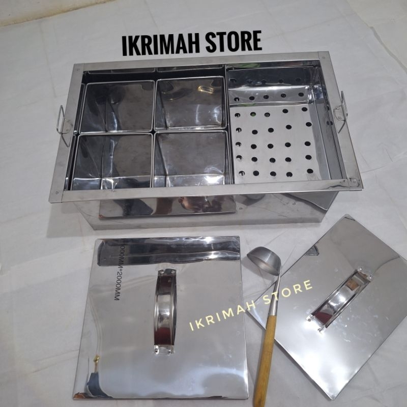 Dandang dimsum kotak plus dandang odeng sekat 4 / panci odeng 4 sekat / dandang kukusan stainless