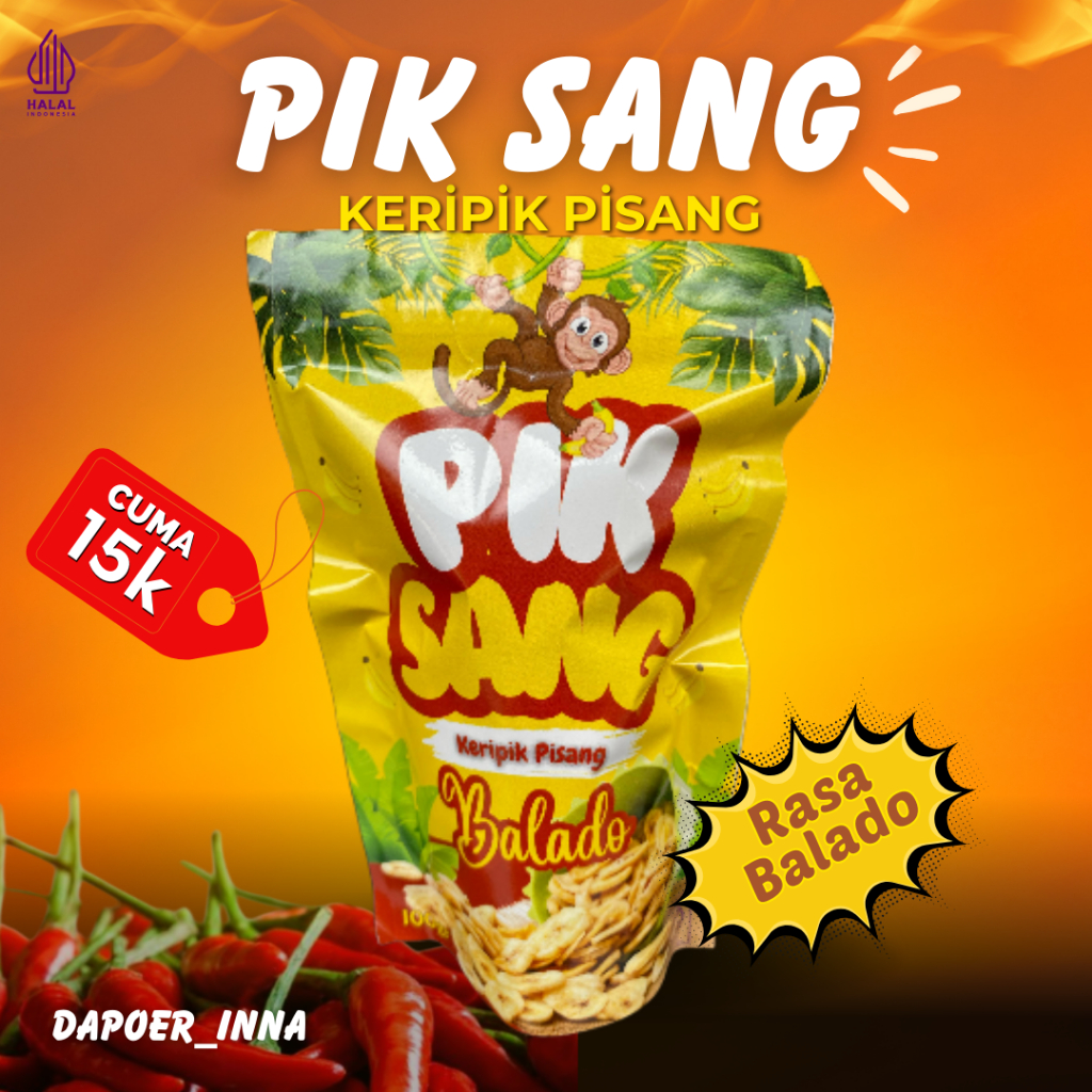 

SPESIAL PIK SANG KERIPIK PISANG RASA BALADO 100gr pouch BY DAPOER INNA