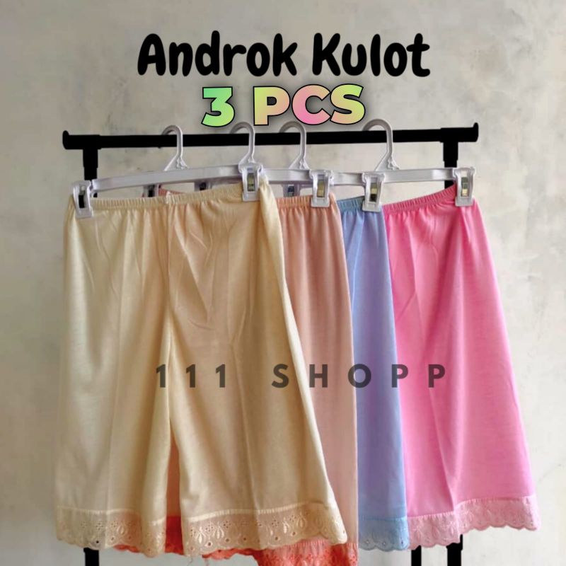 (3 PCS) ANDROK KULOT DALAMAN WANITA PENDEK POLOS KATUN RENDA androk Celana Size XL XXL/3L