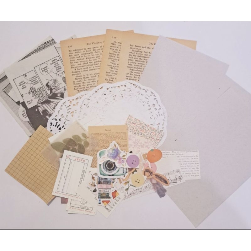 

Journal Kit Minimalis 45 pcs Jurnal Kit Vintage Ephemera Scrapbook