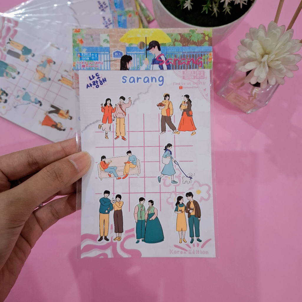

Sticker Vinyl Deco Cutting Sarang Korean People Saranghae