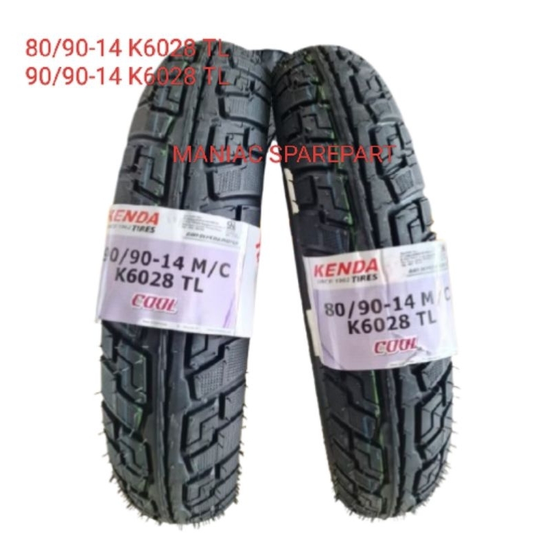 BAN LUAR MOTOR RING 14 KENDA K6028 TUBLES 80/90-14 90/90-14 100/80-14 KENDA