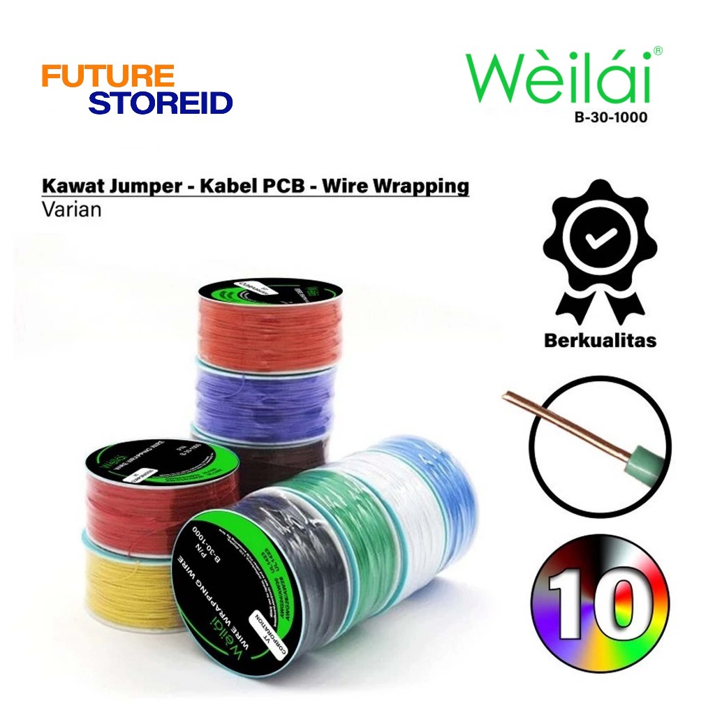 Weilai B-30-1000 Wire Wrapping Kawat Jumper Kabel PCB Breadboard Wraping - Kawat Jumper Varian Warna