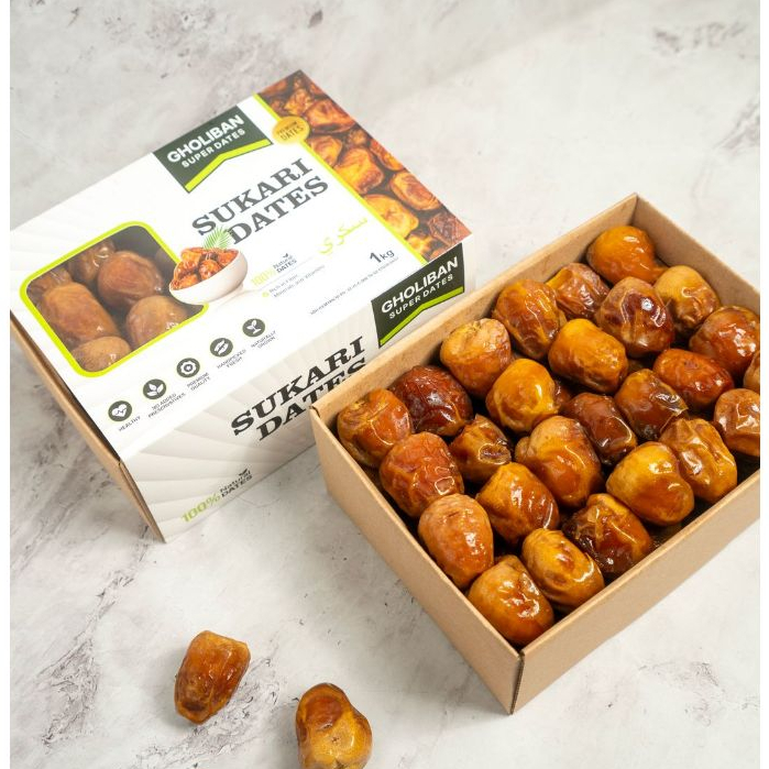 

Kurma Sukari Premium 1 kg Sukari Dates Gholiban Kemasan Kotak