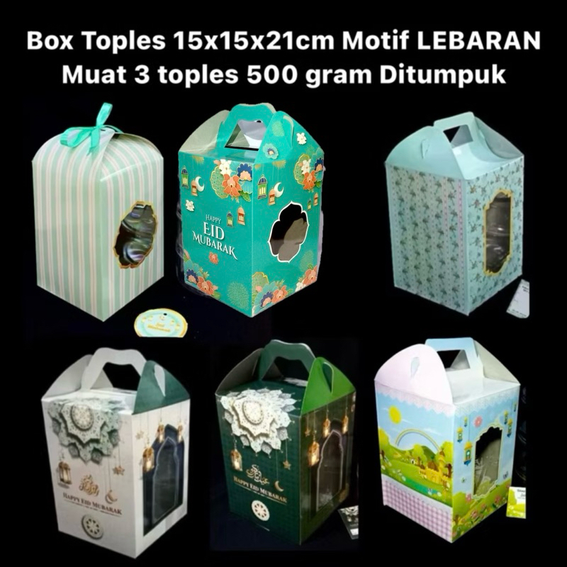 

Box 15x15x21cm Tenteng Motif Lebaran Muat 3 Toples 500 gr