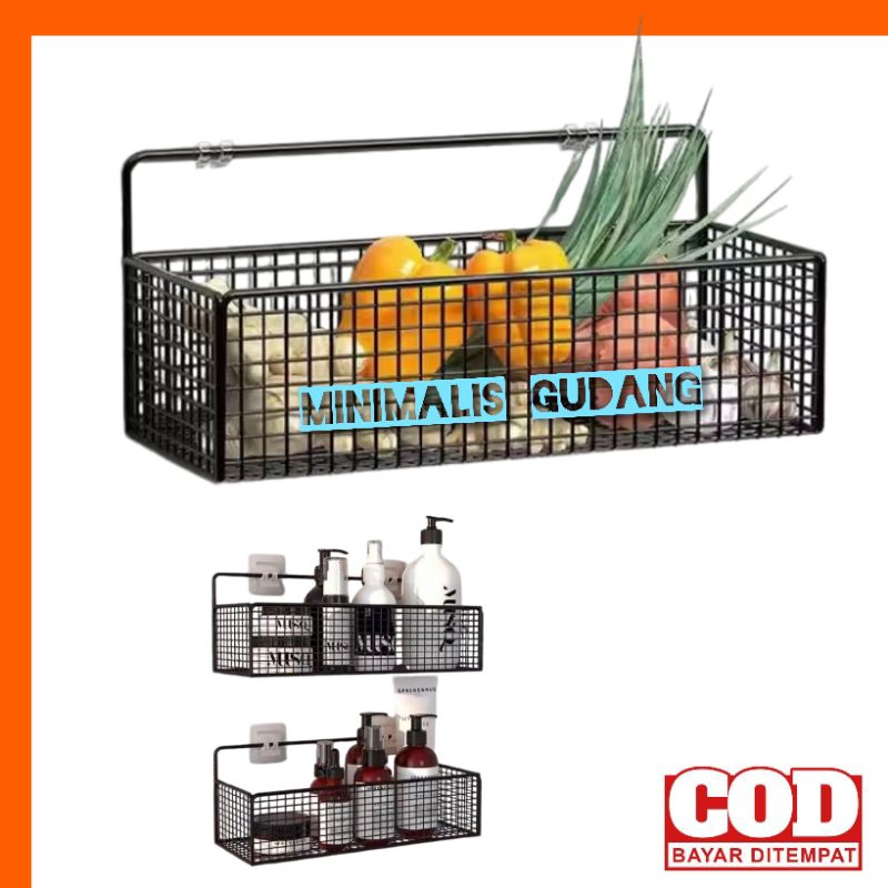 Rak Keranjang Besi Kamar Mandi, Rak Keranjang Besi Dapur, Rak Keranjang Serbaguna Besi Anti Karat ra
