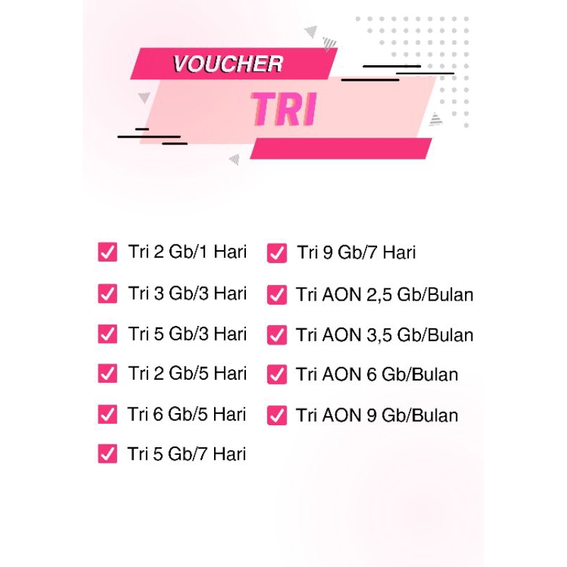 VOUCHER TRI UNTUK WILAYAH SUMBAR