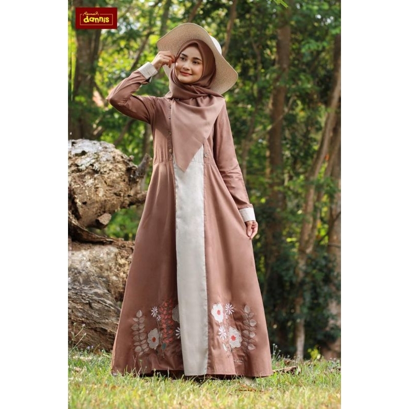 SIZE L PROMO ABAYA DEWASA A230613 BY RUMAH DANNIS WARNA BROWN / SALE DANNIS / GAMIS DANNIS / ABAYA M