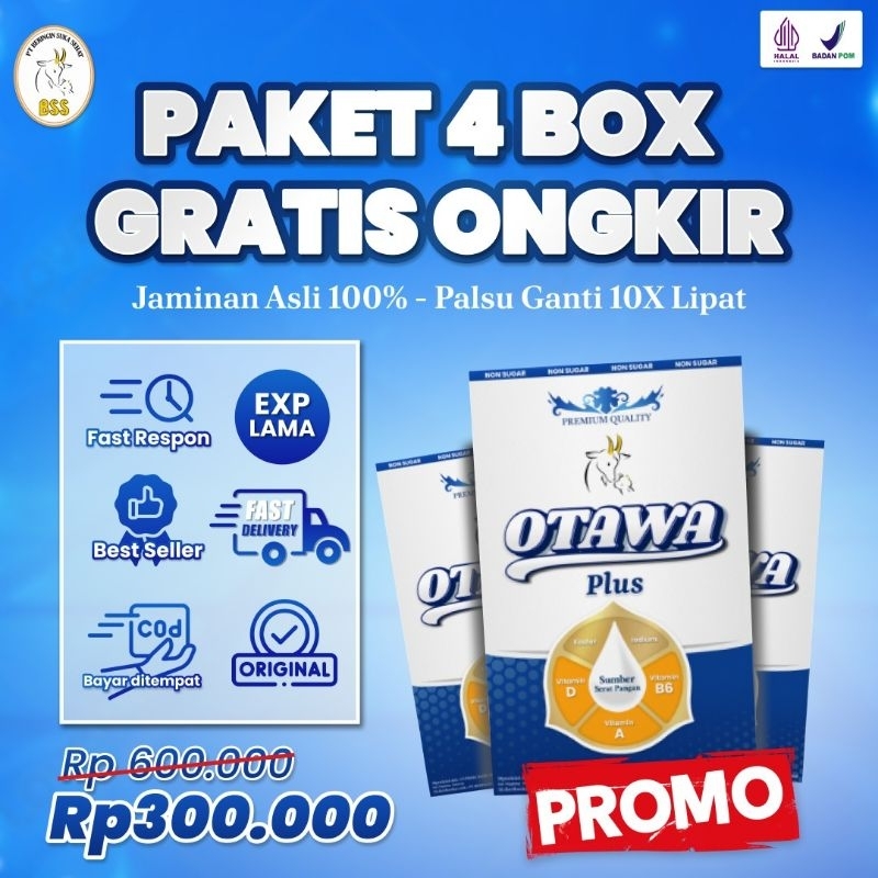 

Promo Spesial! Paket 4 Box Susu Kambing Otawa Plus: Gratis Ongkir - Dapatkan Kesehatan Optimal