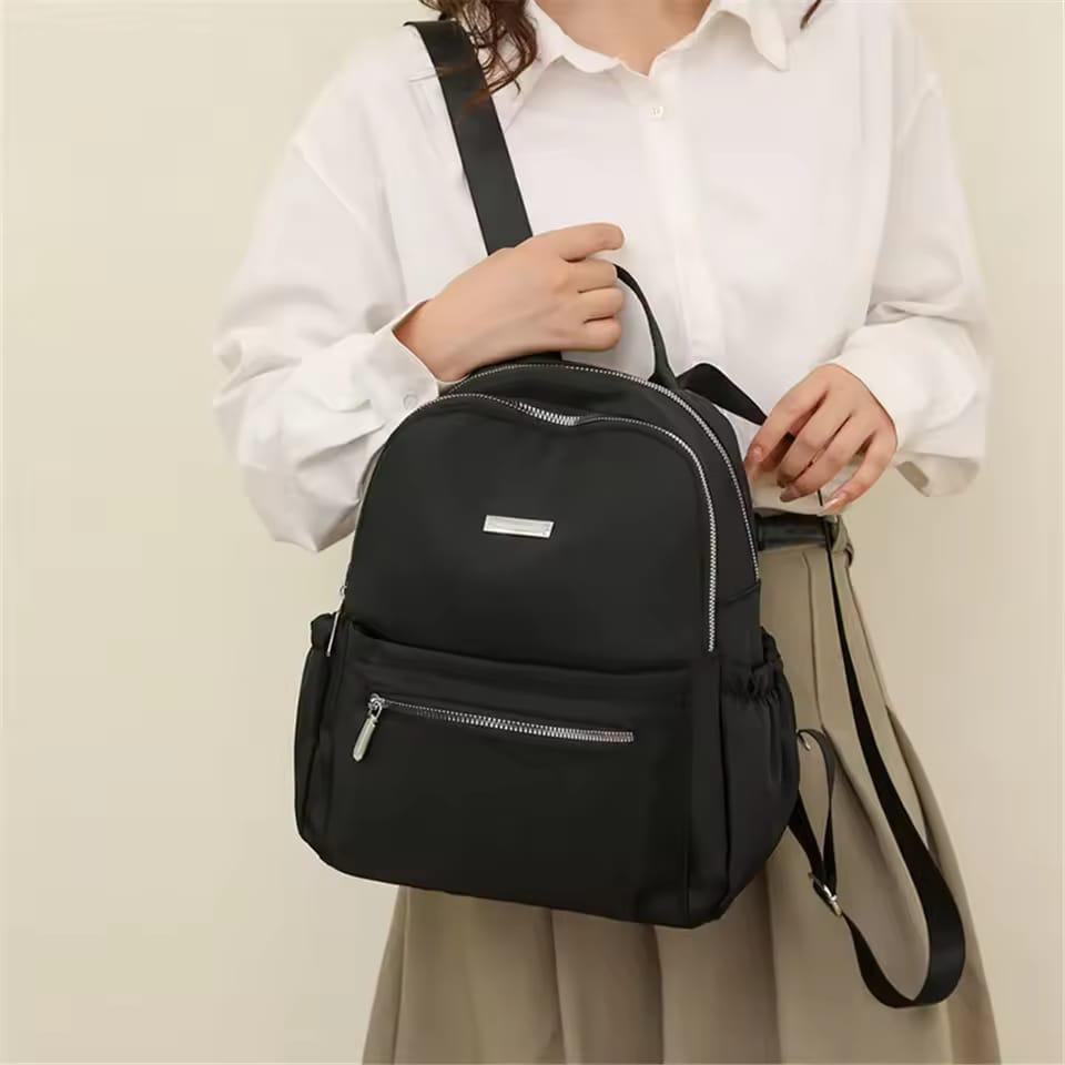 Tas Ransel Hitam dengan Selempang Ransel  Import Mode Korea elegan Cewek Tas Hitam Remaja lucu