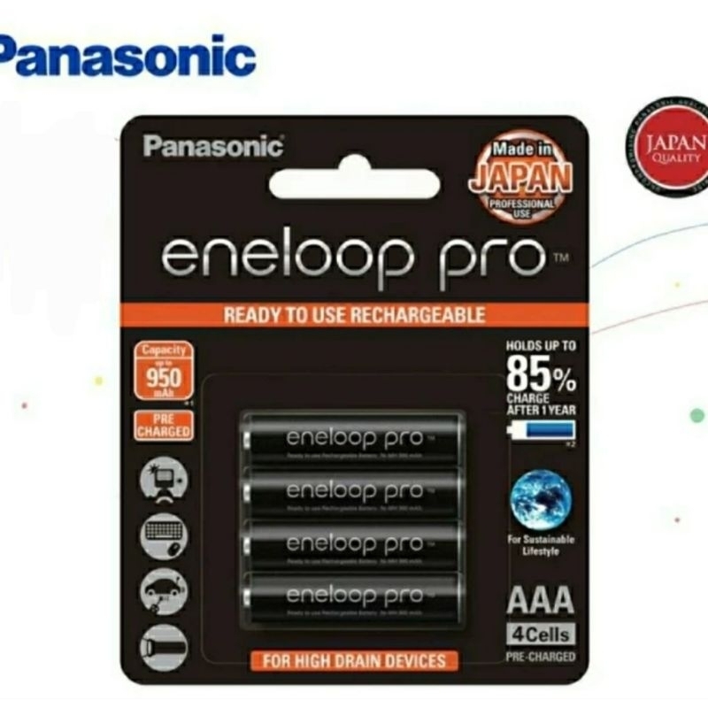 Battery Panasonic Eneloop Pro AAA Rechargable Baterai Batere 950mah A3