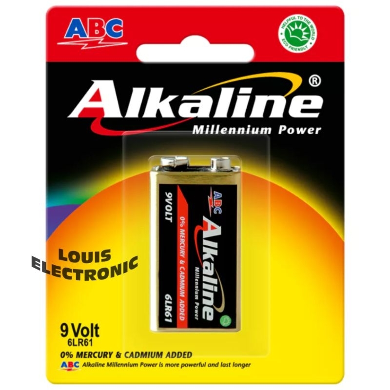 Baterai ABC ALKALINE 9V Battery Kotak Petak ALKALINE 9V 6LR61 Baterai Mic Grosir