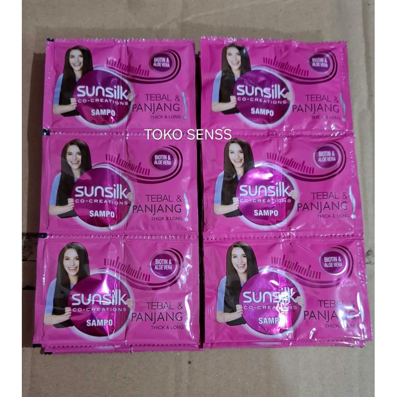SUNSILK SAMPO BIOTIN & ALOE VERA UNTUK RAMBUT TEBAL DAN PANJANG KEMASAN PINK || HARGA PER 1 RENCENG 