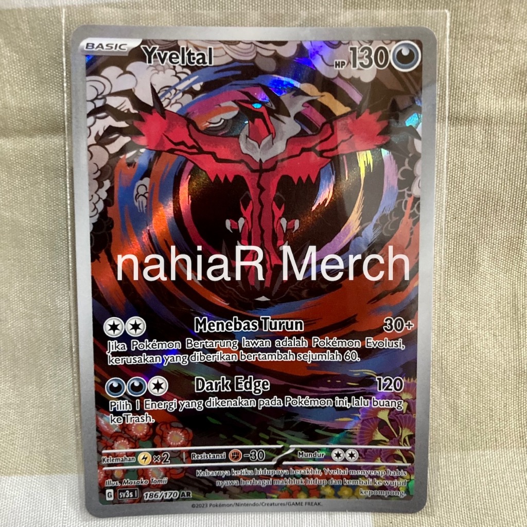 Pokemon TCG Indonesia Yveltal sv3s 186/170 AR Kilau Hitam