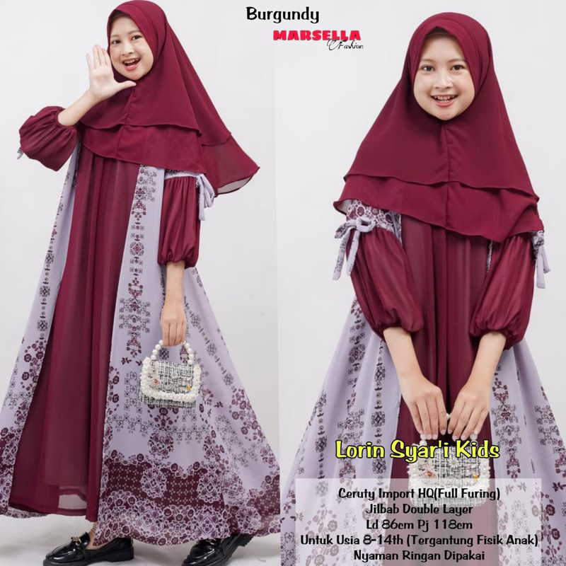 LORIN SYARI KIDS BY MARSELLA • baju anak remaja gamis syari | MILEA JIHAN KIDS PAKAIAN DRESS ANAK-AN