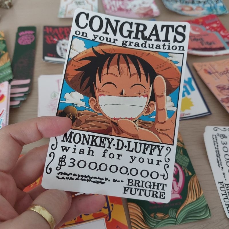 

STIKER Sticker LUFFY Label Kartu UCAPAN GRADUATION STICKER LUFFY vinyl anti air waterproof