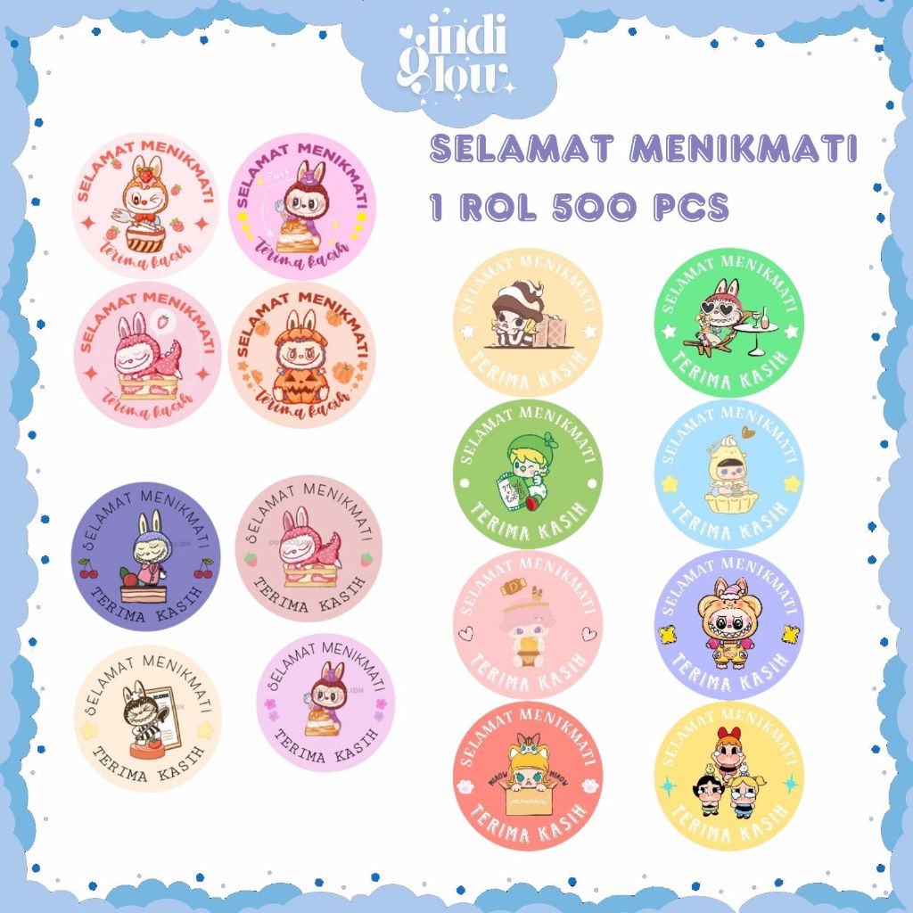 

IG Label Stiker 1 Roll Terima Kasih Selamat Menikmati 500 Pcs Sticker Souvenir Labubu Tempel Di Box