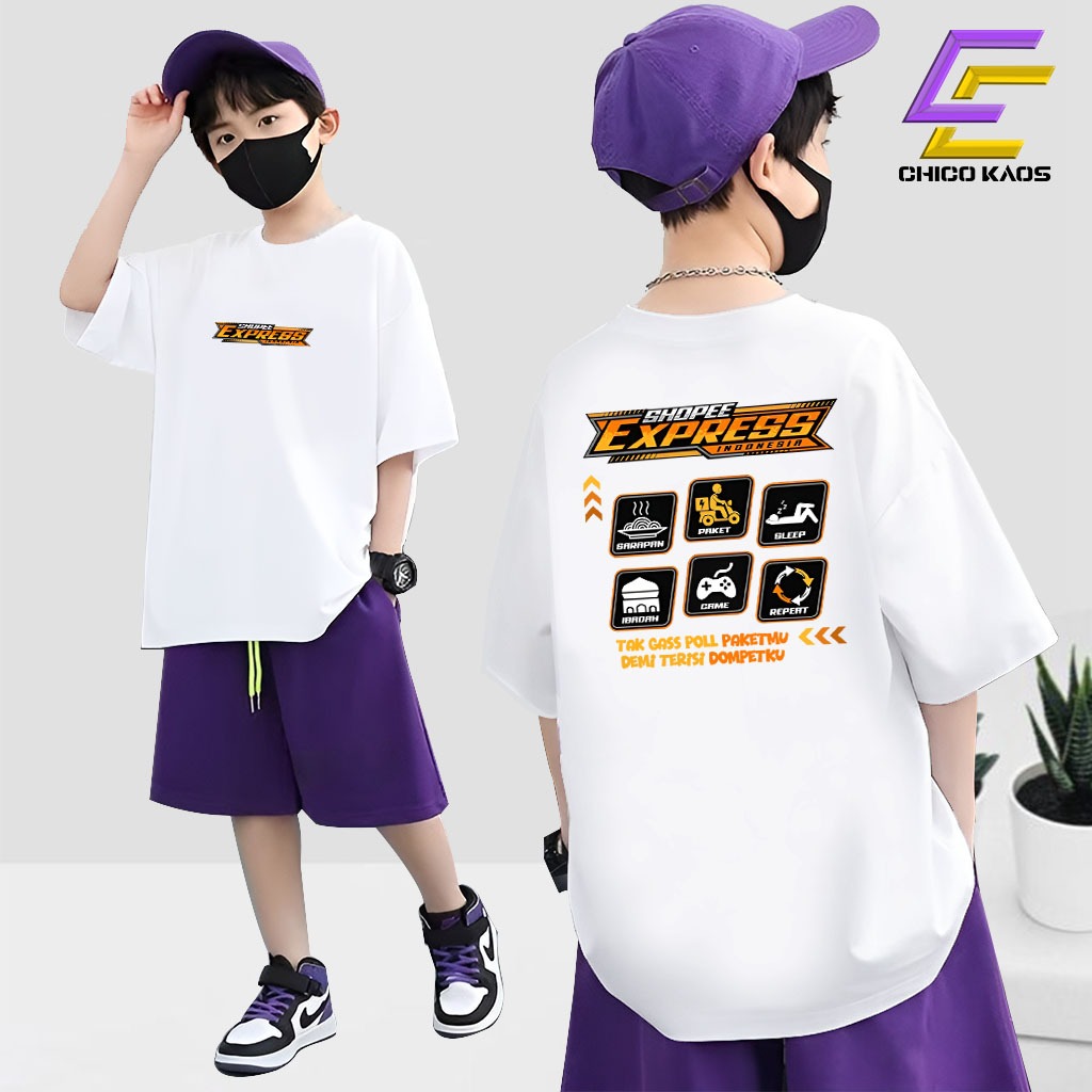 CHICOKAOS - Kaos Shopee Anak - Kaos SHOPEE EXPRES  - Cocok Untuk Pria Dan Wanita COD