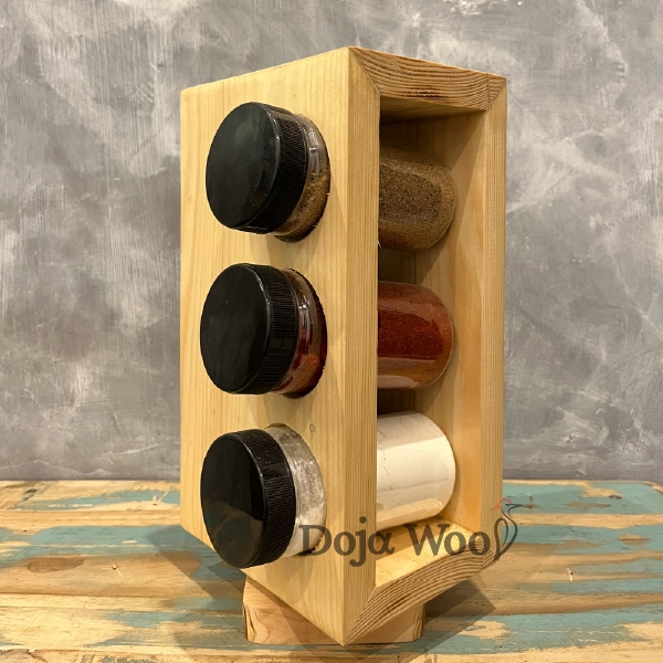 Rak Bumbu Berputar 360 Derajat Rak Bumbu Dapur Rak Dapur Serbaguna Kayu Rotate Kitchen Set