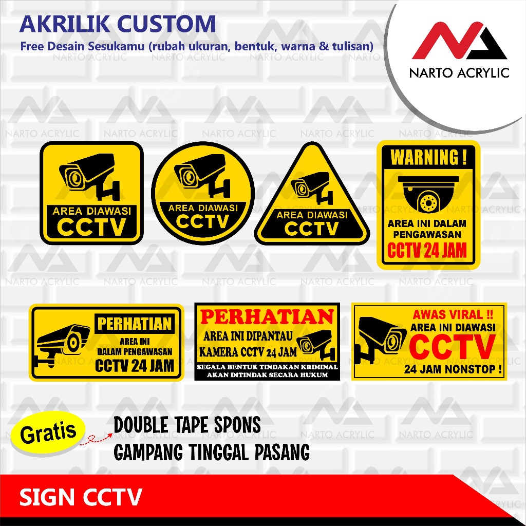 

AKRILIK SIGN CCTV BERBAGAI UKURAN | BISA CUSTOM | Bahan Keras, Awet, Anti Air, Mudah Dipasang